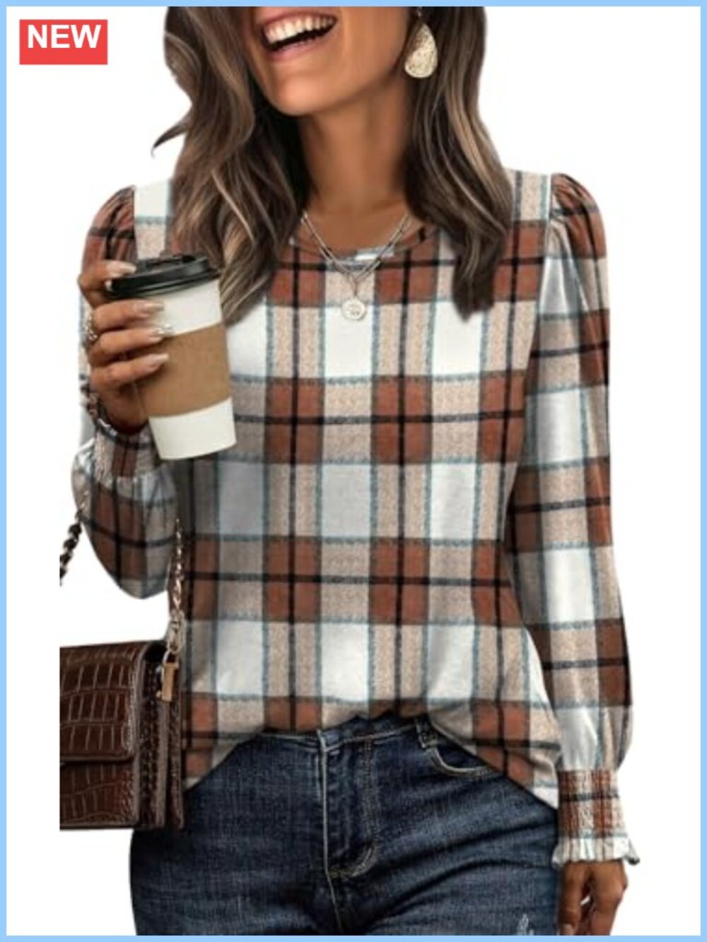 Women's Tunic Blouse Long Sleeve Puff Sleeve Smocked Cuffs Business Casual